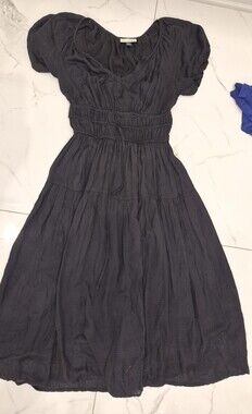 Universal Thread Black Puff Sleeve Smocked Midi Dress